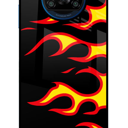 Side Sweep Flames Poco X3/X3 Pro Glass Case