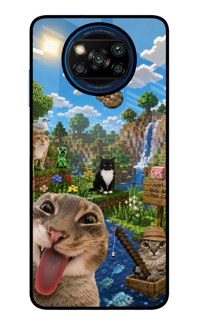 Minecraft Cat Chaos Poco X3/X3 Pro Glass Case