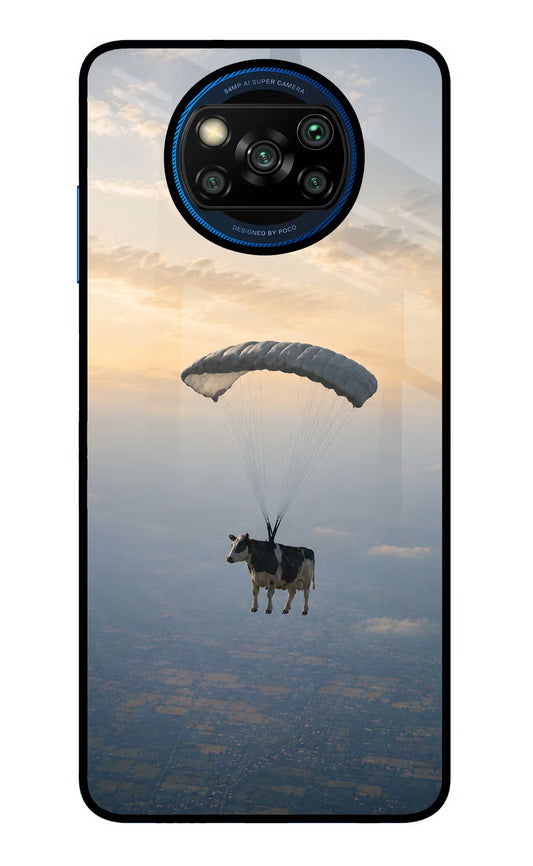 Skydiving Cow Poco X3/X3 Pro Glass Case