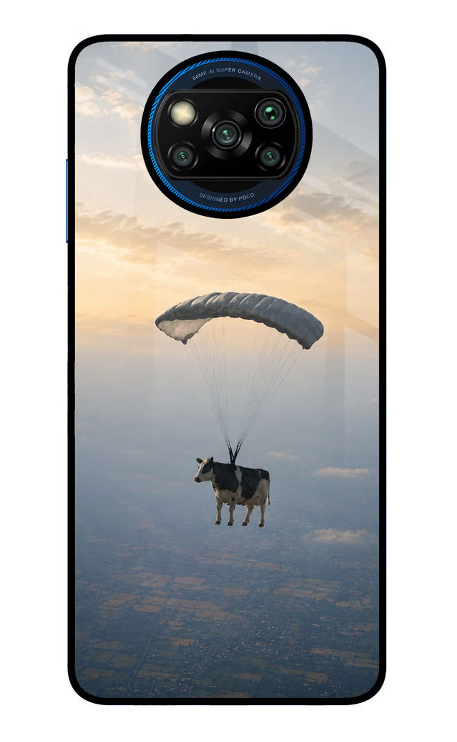 Skydiving Cow Poco X3/X3 Pro Glass Case