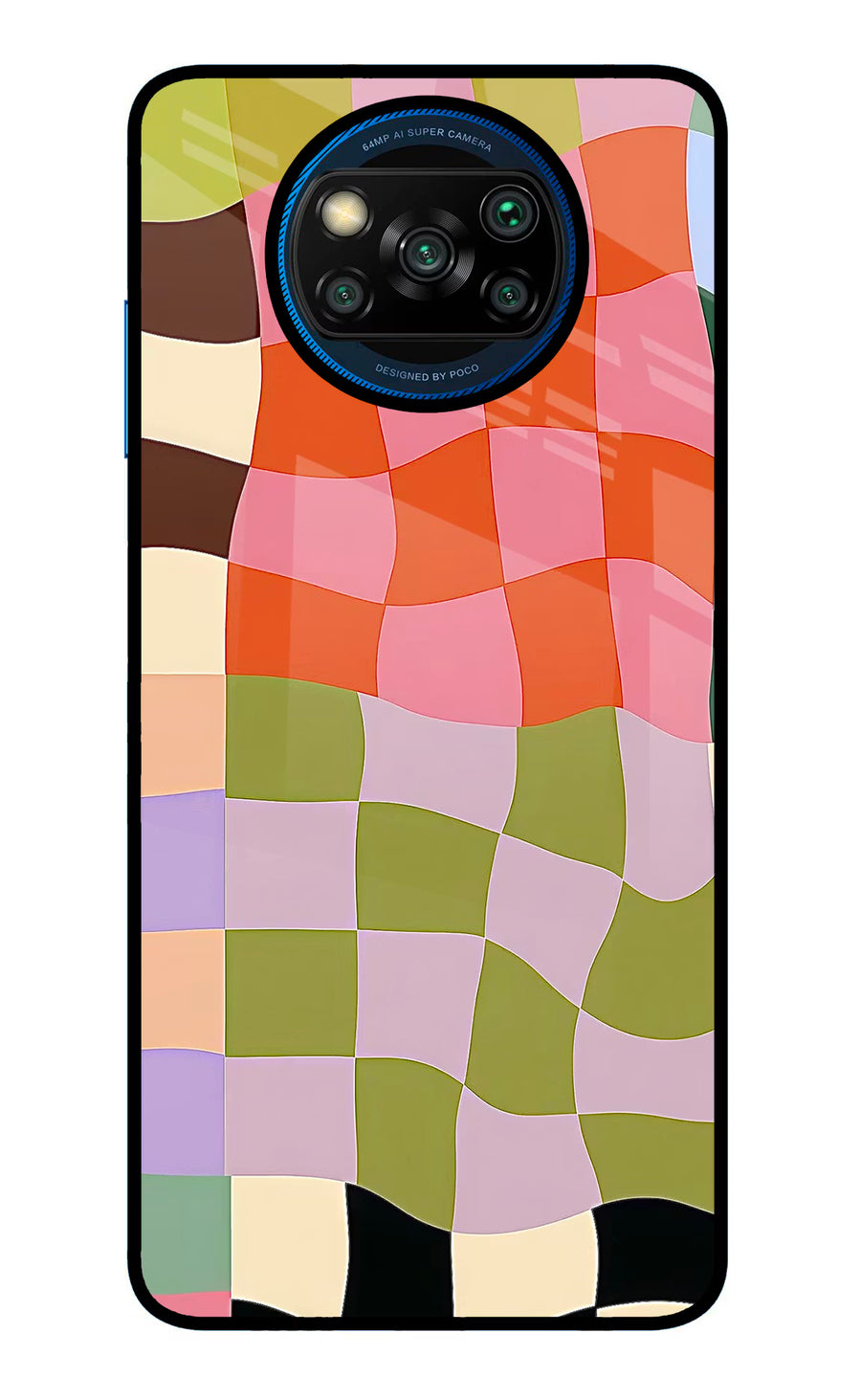 Wavy Grid Poco X3/X3 Pro Back Cover, Glass case