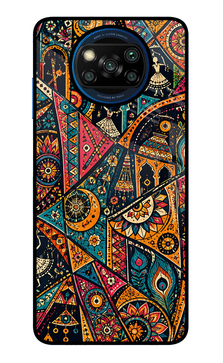 Folk Print Poco X3/X3 Pro Back Cover, Glass case