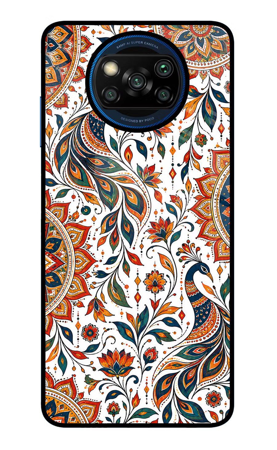 White Mayura Poco X3/X3 Pro Back Cover, Glass case