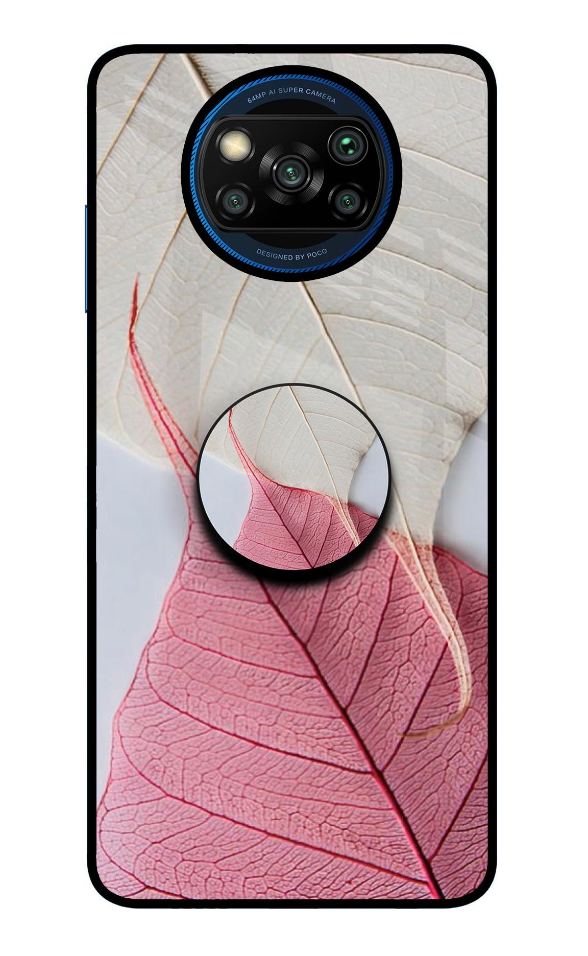 White Pink Leaf Poco X3/X3 Pro Glass Case