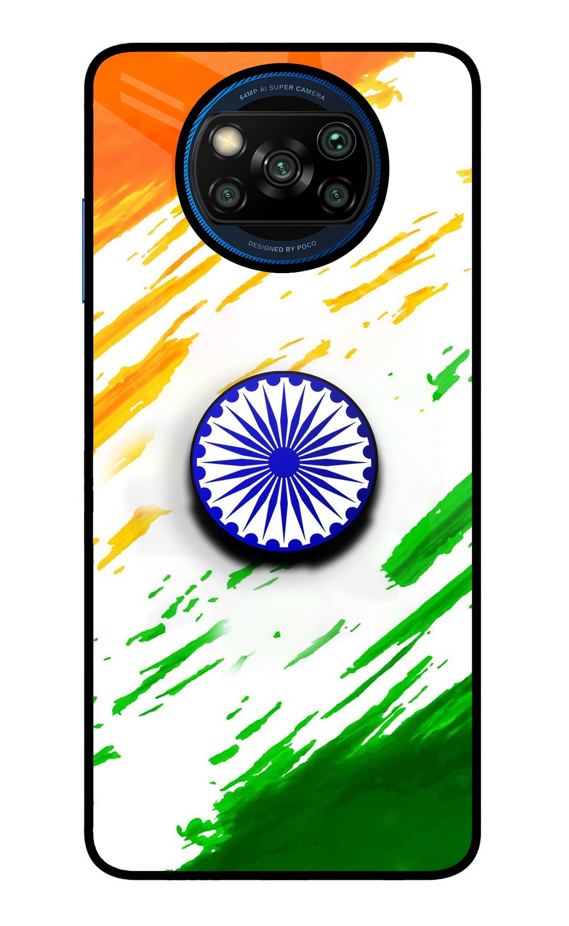 Indian Flag Ashoka Chakra Poco X3/X3 Pro Glass Case