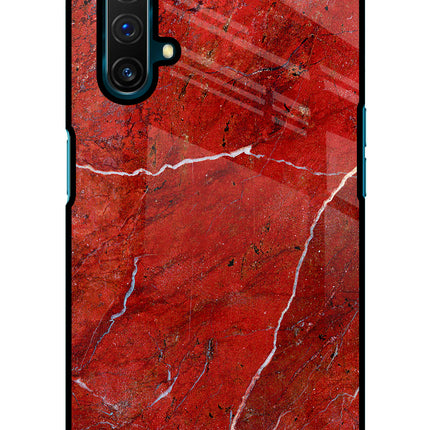 Red Marble Design Realme X3 Glass Case