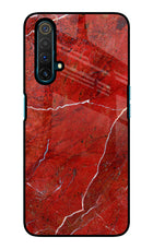 Red Marble Design Realme X3 Glass Case
