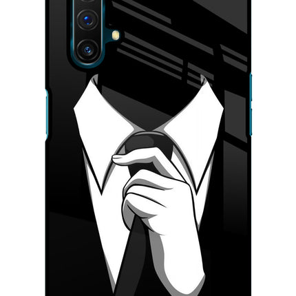 Black Tie Realme X3 Glass Case
