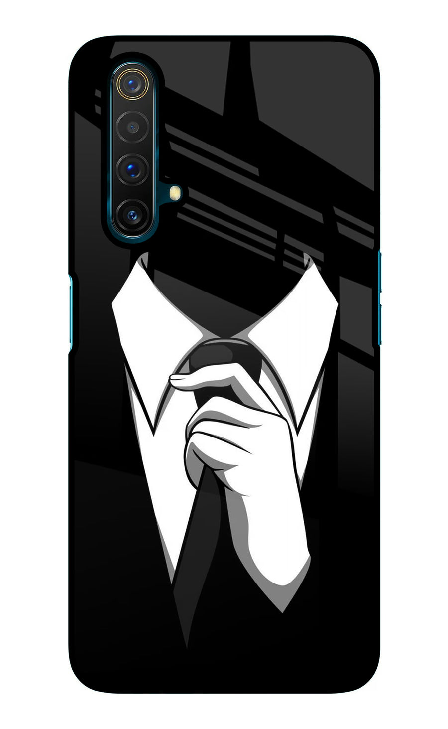Black Tie Realme X3 Back Cover, Glass case
