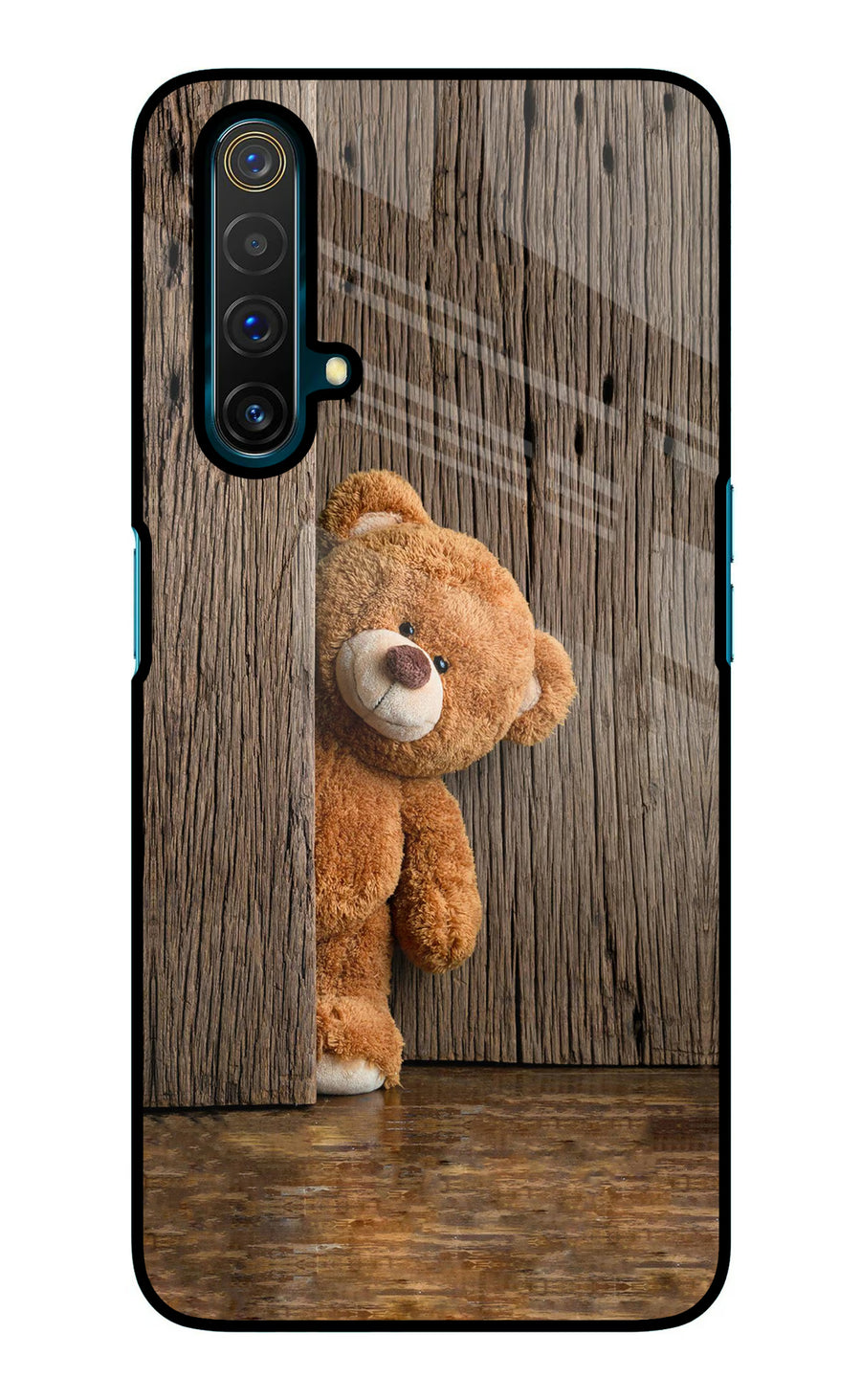 Teddy Wooden Realme X3 Back Cover, Glass case