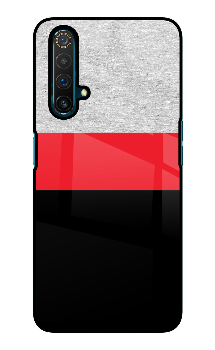 Tri Color Pattern Realme X3 Back Cover, Glass case
