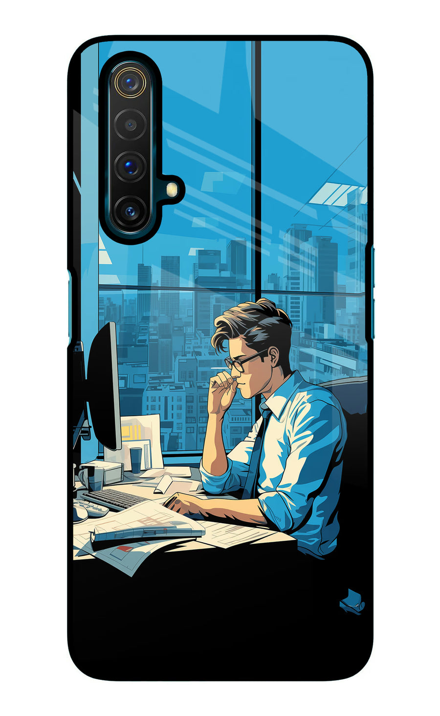 Focused Hustler (AI Generated) Realme X3 Back Cover, Glass case