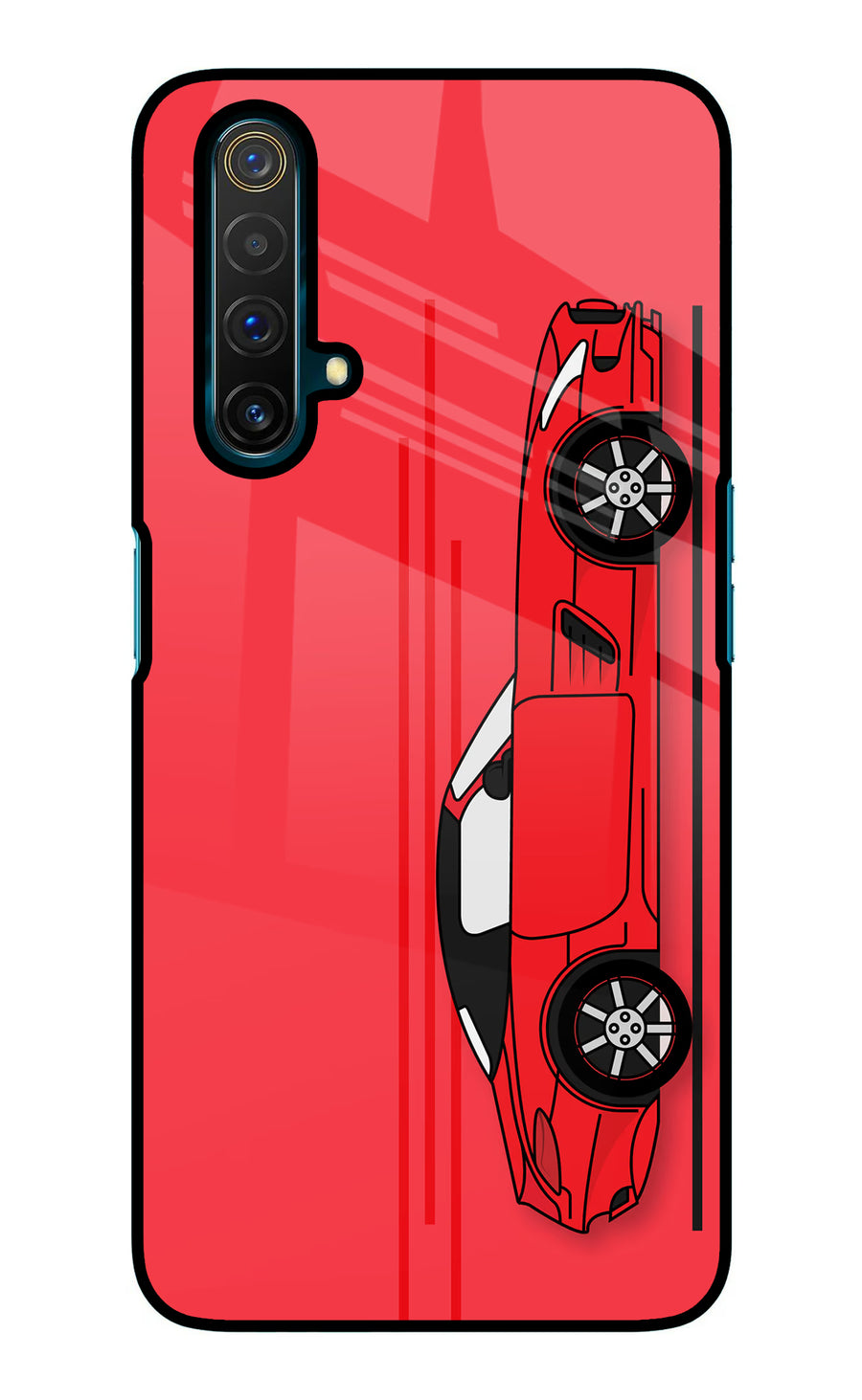 Red Velocity Realme X3 Back Cover, Glass case