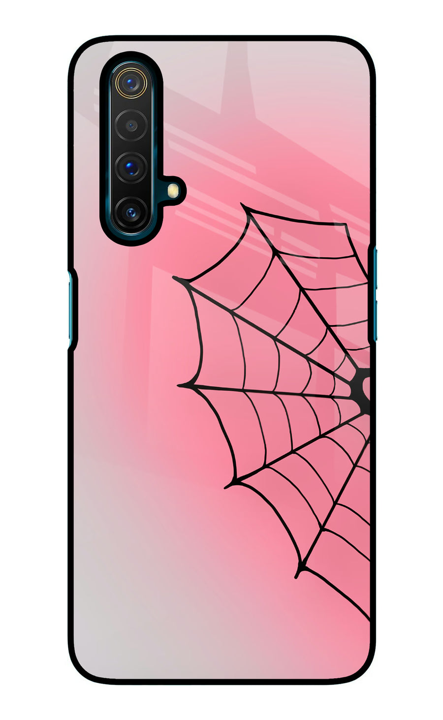 Pink Web Realme X3 Back Cover, Glass case