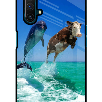 Dolphin vs Cow Realme X3 Glass Case