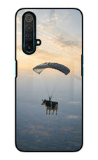 Skydiving Cow Realme X3 Glass Case