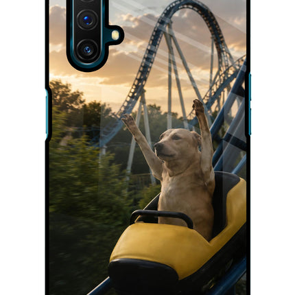 Rollercoaster Dog Realme X3 Glass Case Back Cover by Casekaro