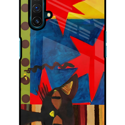 Pop Cat Realme X3 Glass Case Back Cover by Casekaro