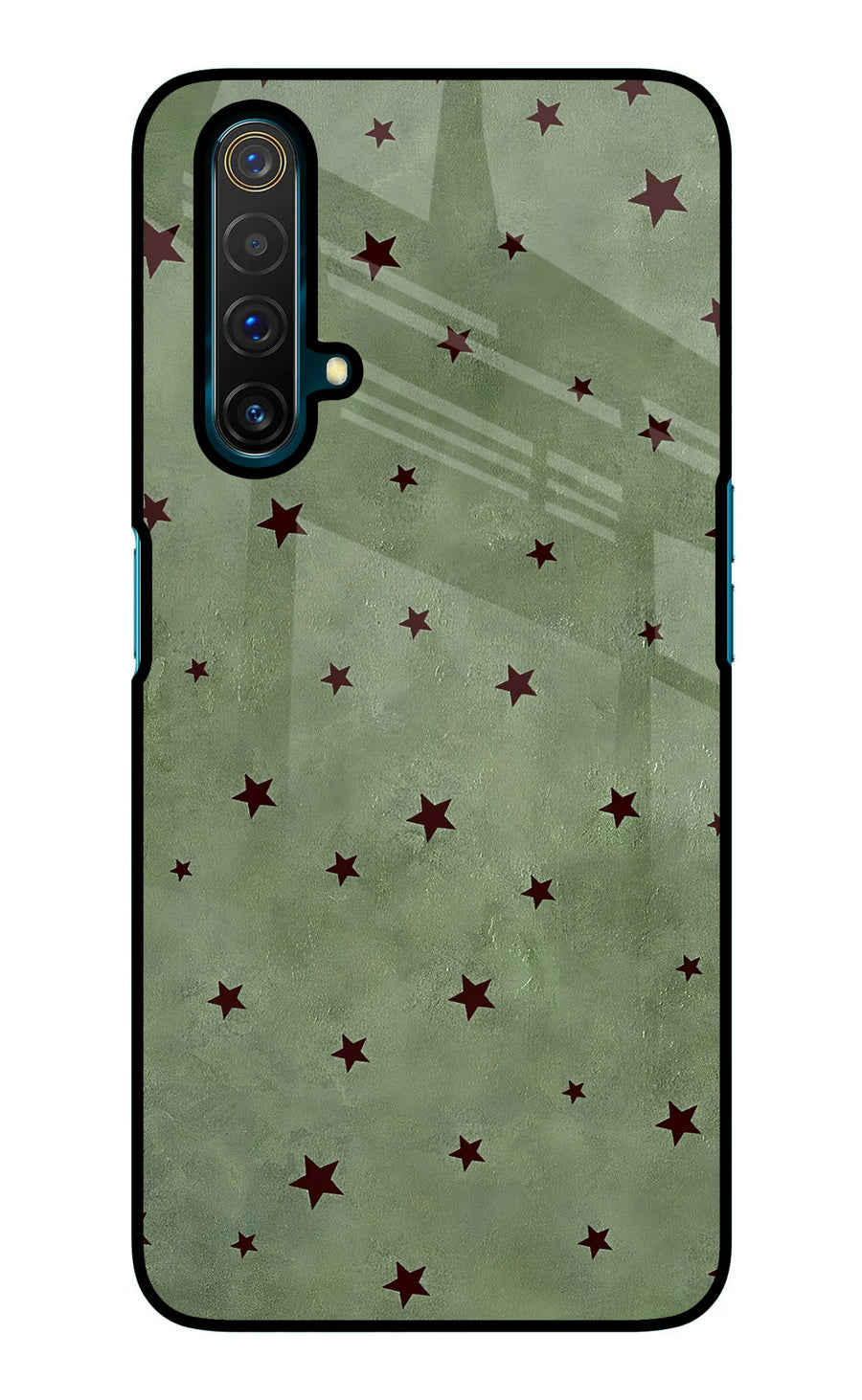 Green Stars Realme X3 Back Cover, Glass case