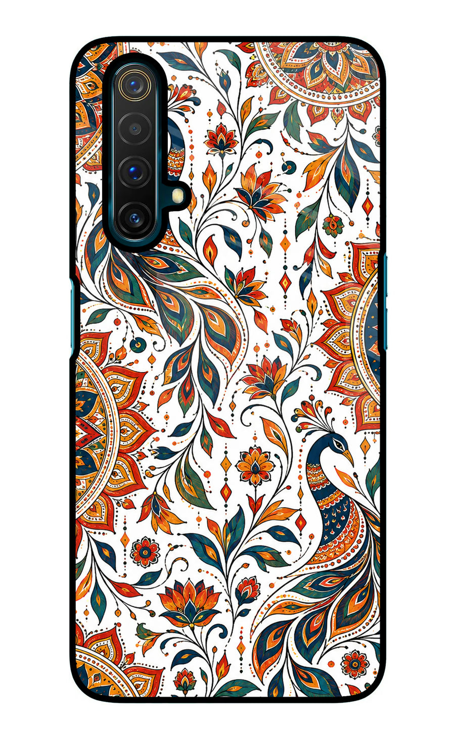 White Mayura Realme X3 Back Cover, Glass case