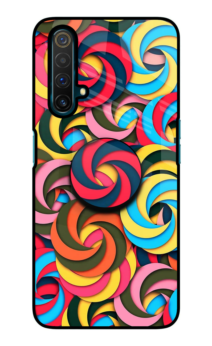 Spiral Pattern Realme X3 Pop Case, Glass case