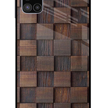 Wooden Cube Design Samsung M51 Glass Case
