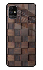 Wooden Cube Design Samsung M51 Glass Case