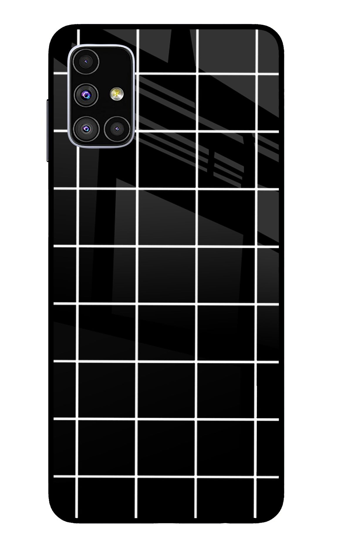 White Grid Samsung M51 Glass Case