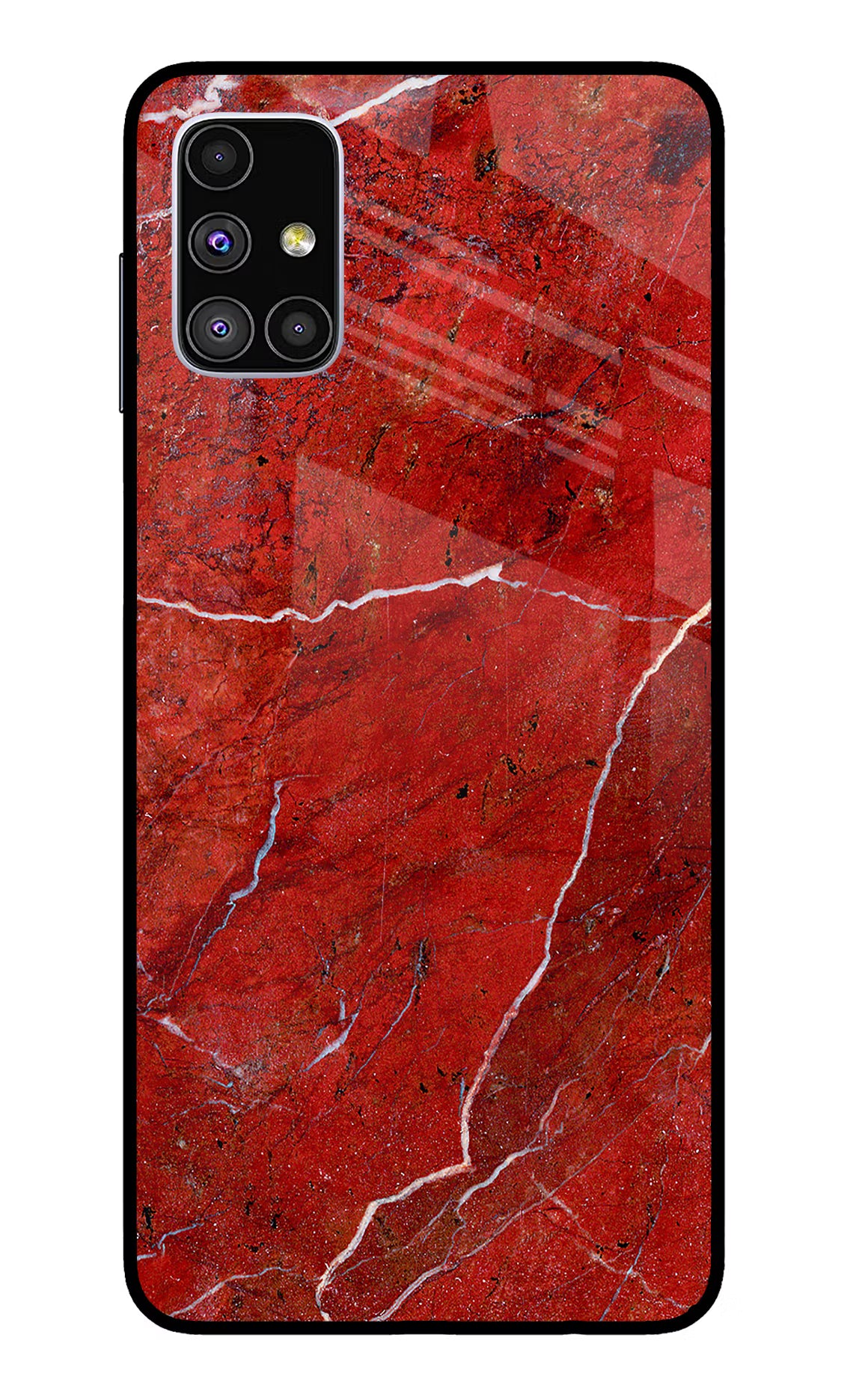 Red Marble Design Samsung M51 Glass Case Back Cover by Casekaro
