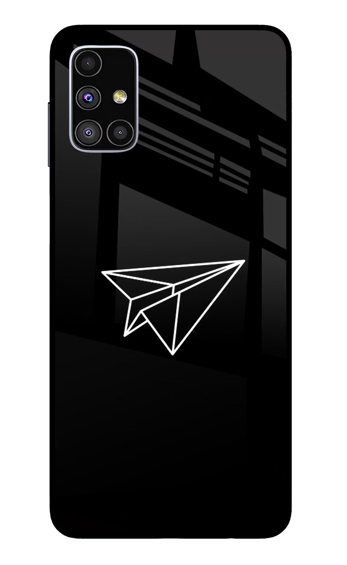 Paper Plane White Samsung M51 Glass Case Back Cover by Casekaro