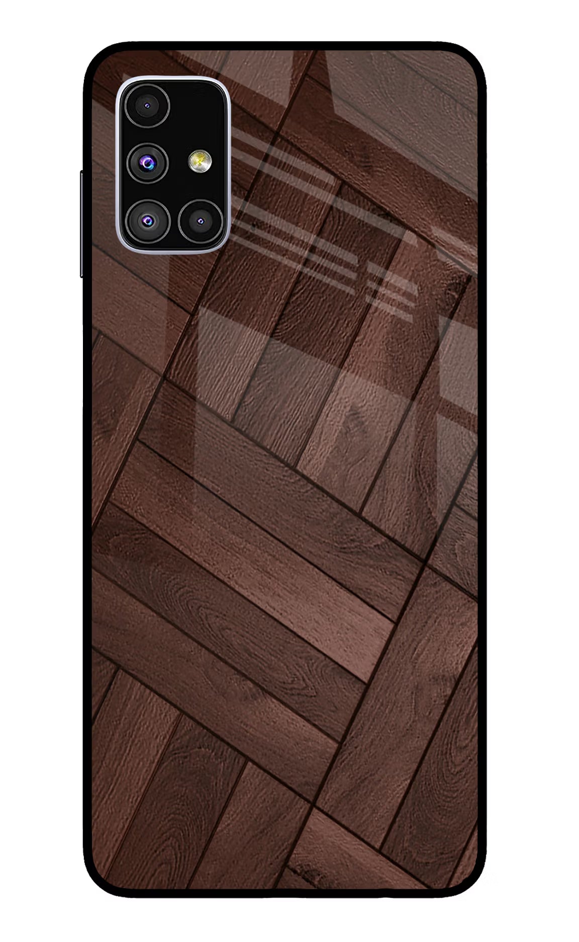Wooden Texture Design Samsung M51 Glass Case Back Cover by Casekaro