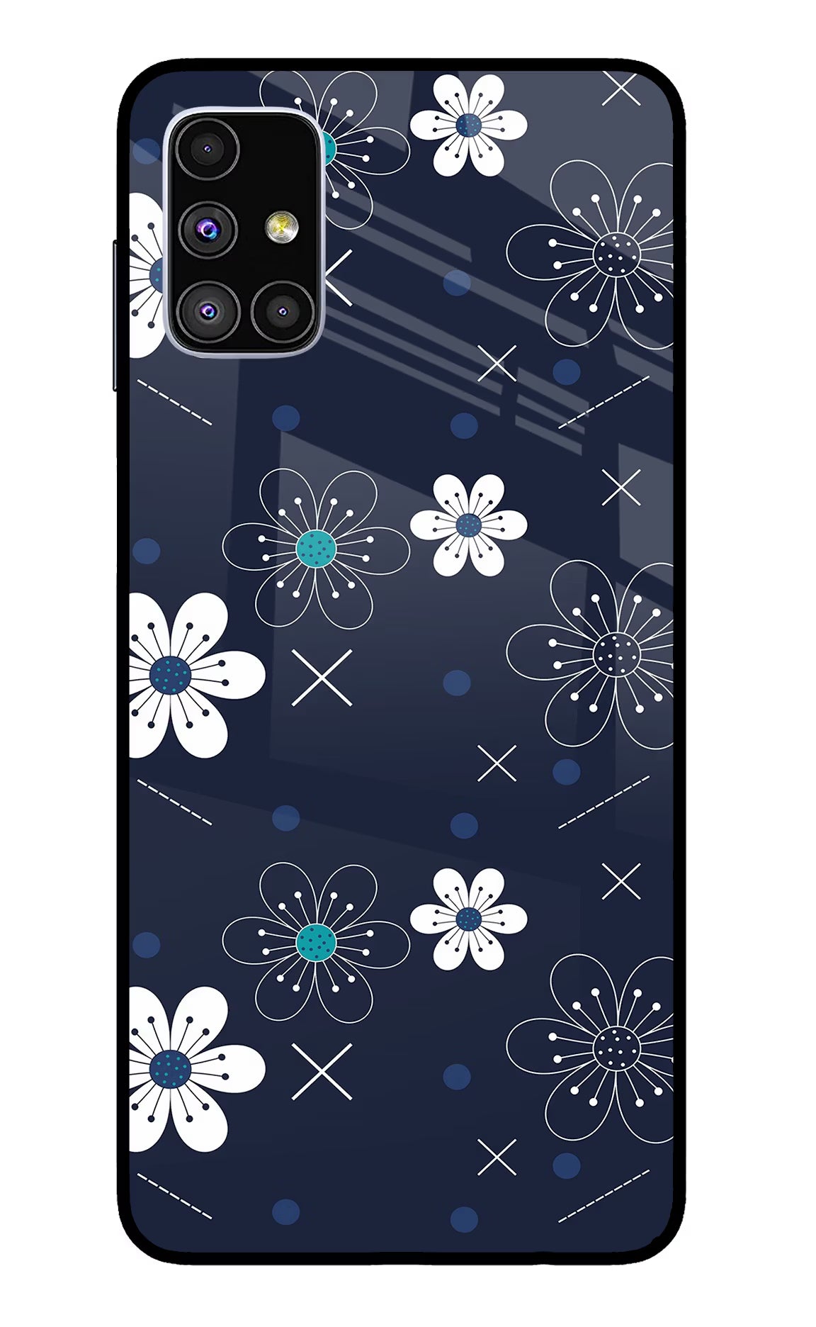 Flowers Samsung M51 Glass Case Back Cover by Casekaro