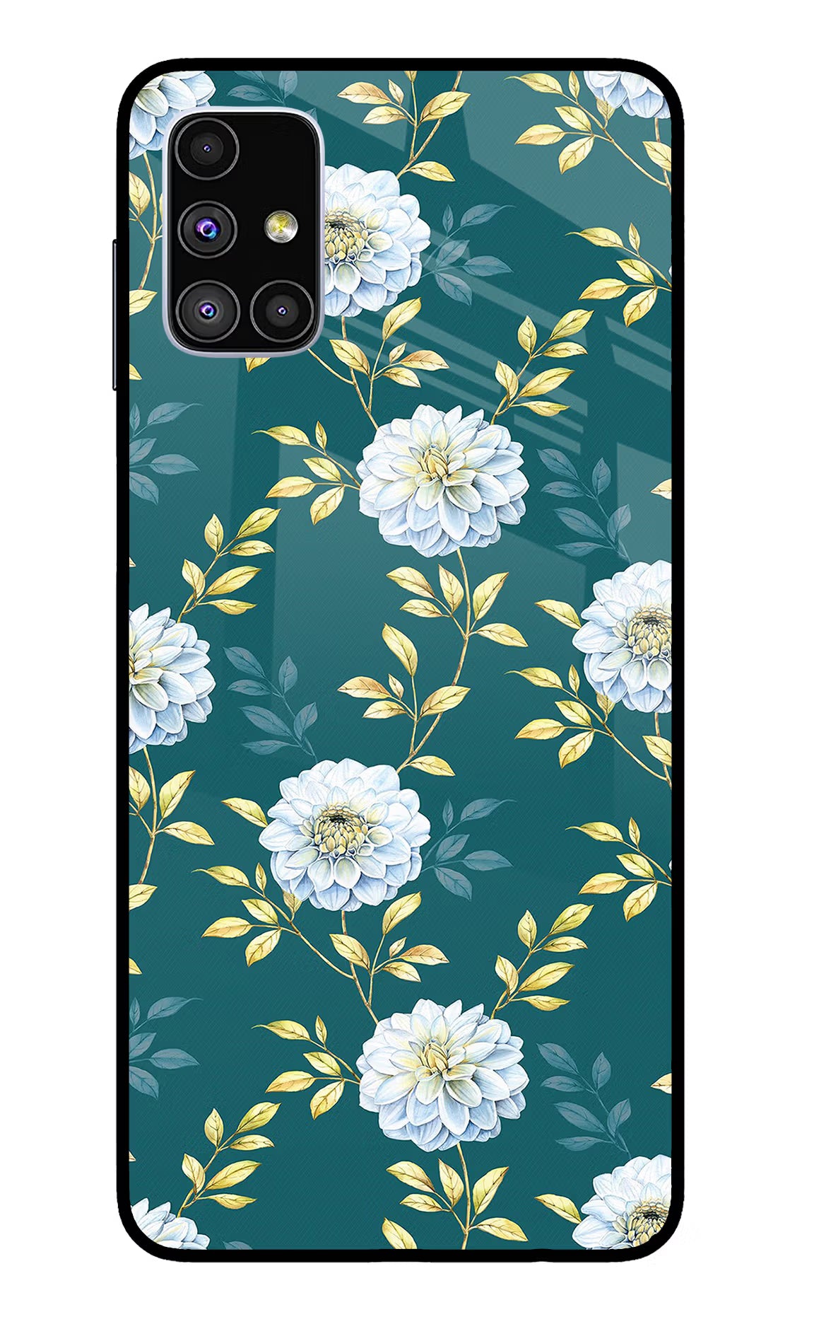 Flowers Samsung M51 Glass Case Back Cover by Casekaro