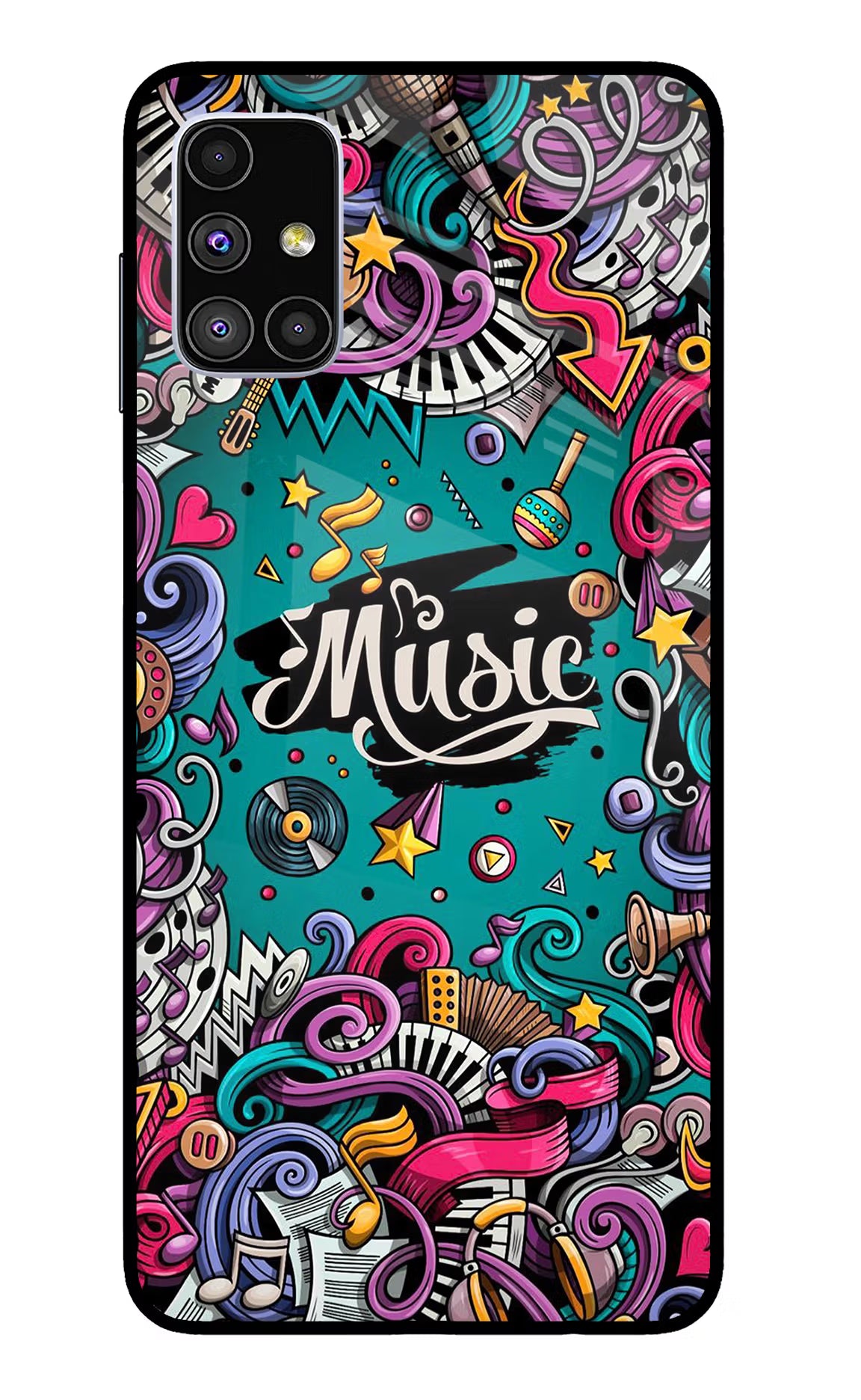 Music Graffiti Samsung M51 Glass Case Back Cover by Casekaro