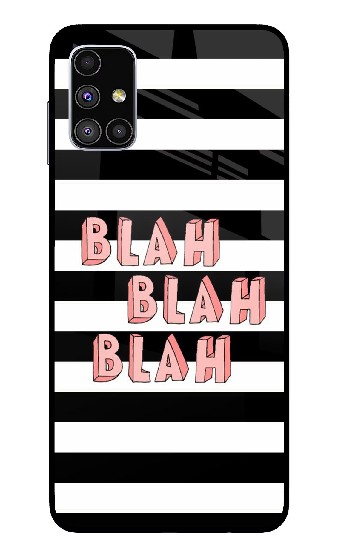 Blah Blah Blah Samsung M51 Glass Case Back Cover by Casekaro