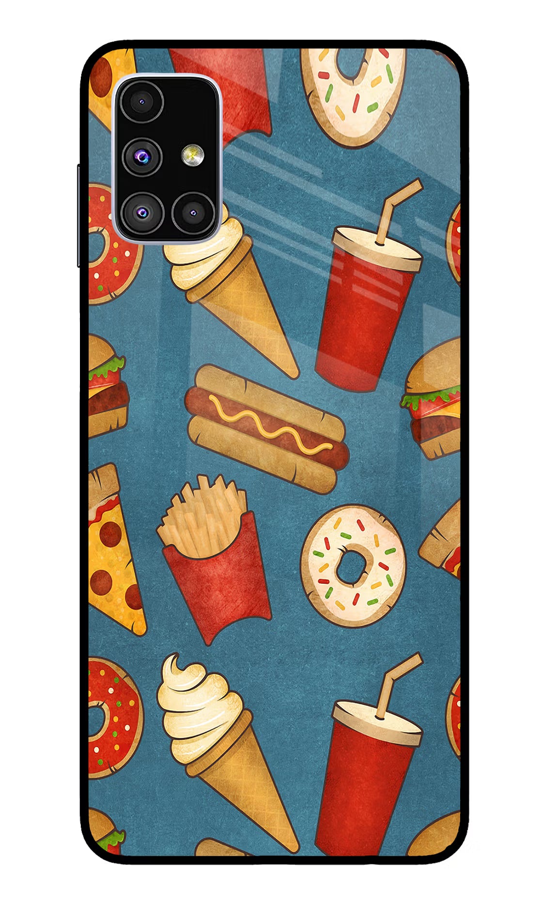 Foodie Samsung M51 Glass Case Back Cover by Casekaro