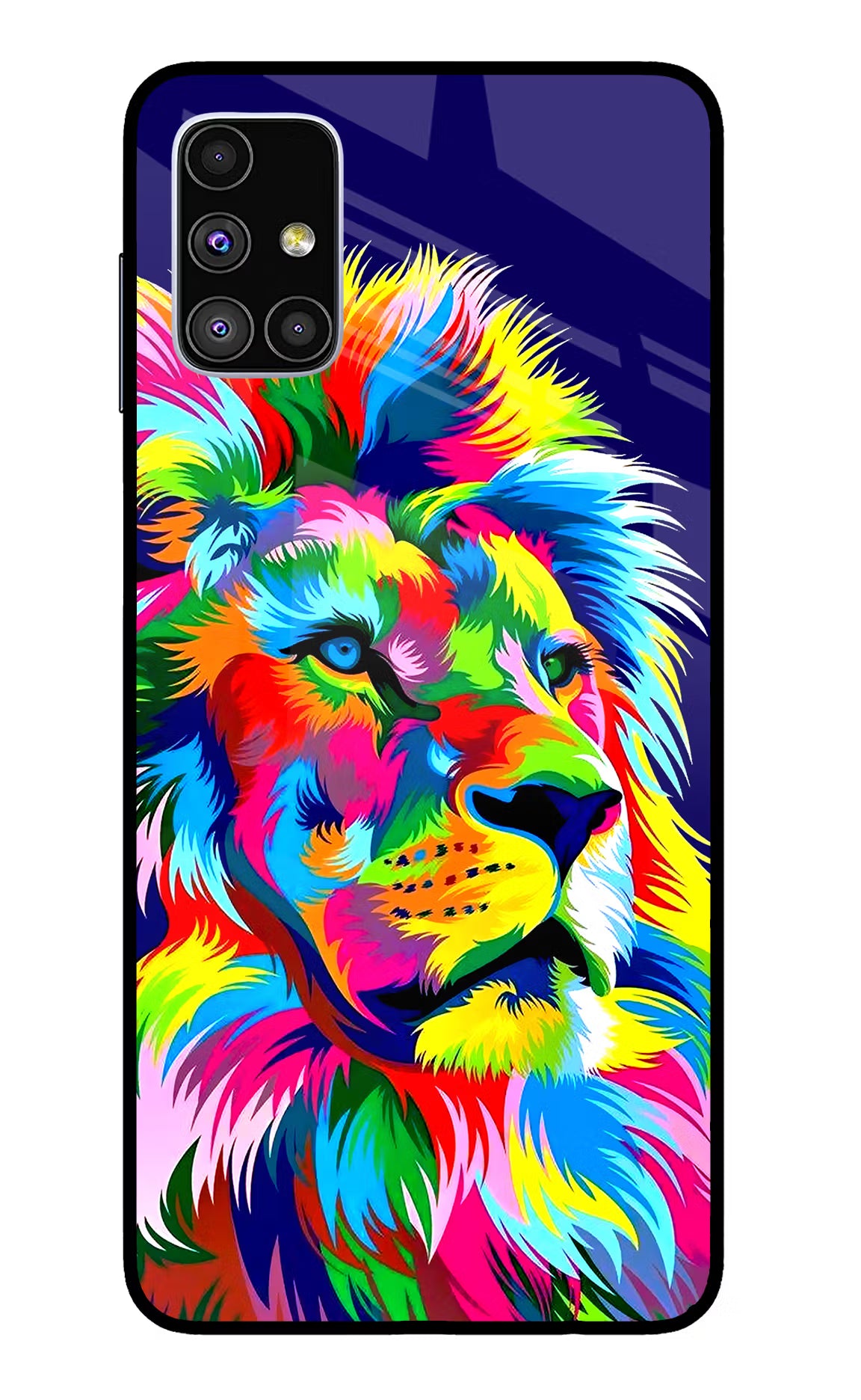 Vector Art Lion Samsung M51 Glass Case Back Cover by Casekaro