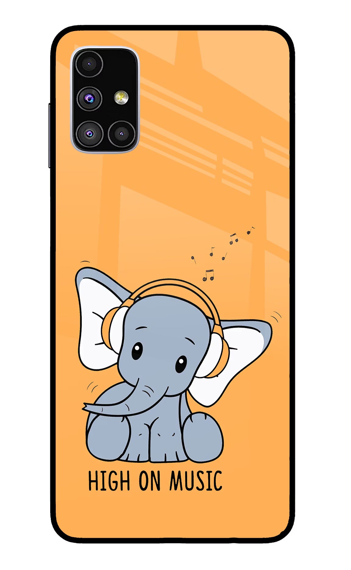 High On Music Samsung M51 Glass Case Back Cover by Casekaro