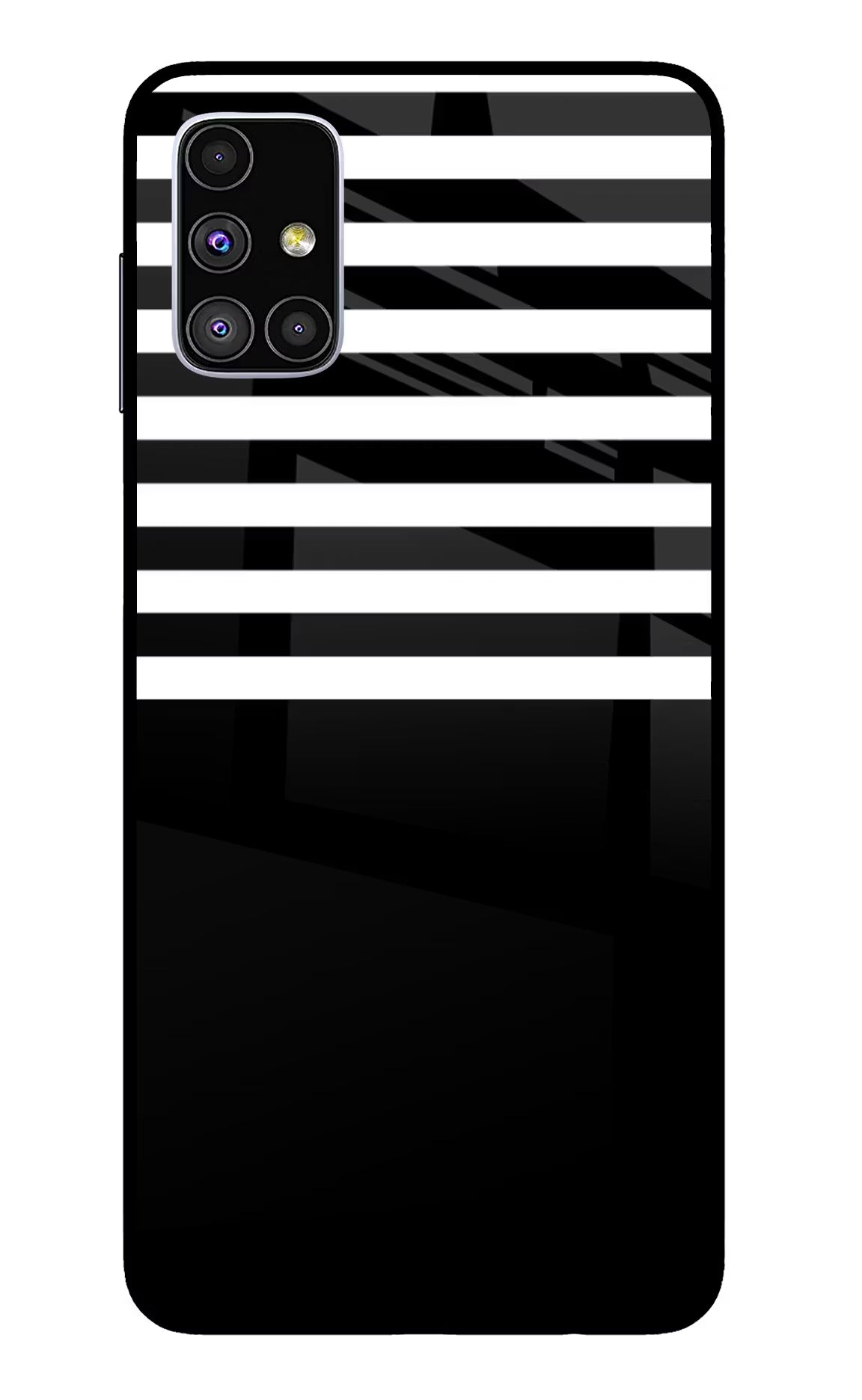 Black and White Print Samsung M51 Glass Case Back Cover by Casekaro