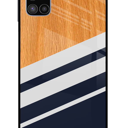 Blue and white wooden Samsung M51 Glass Case Back Cover by Casekaro