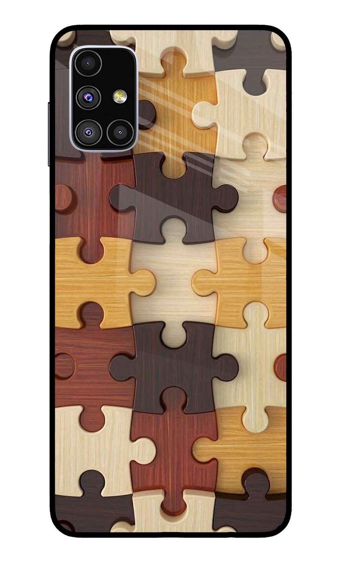 Wooden Puzzle Samsung M51 Glass Case