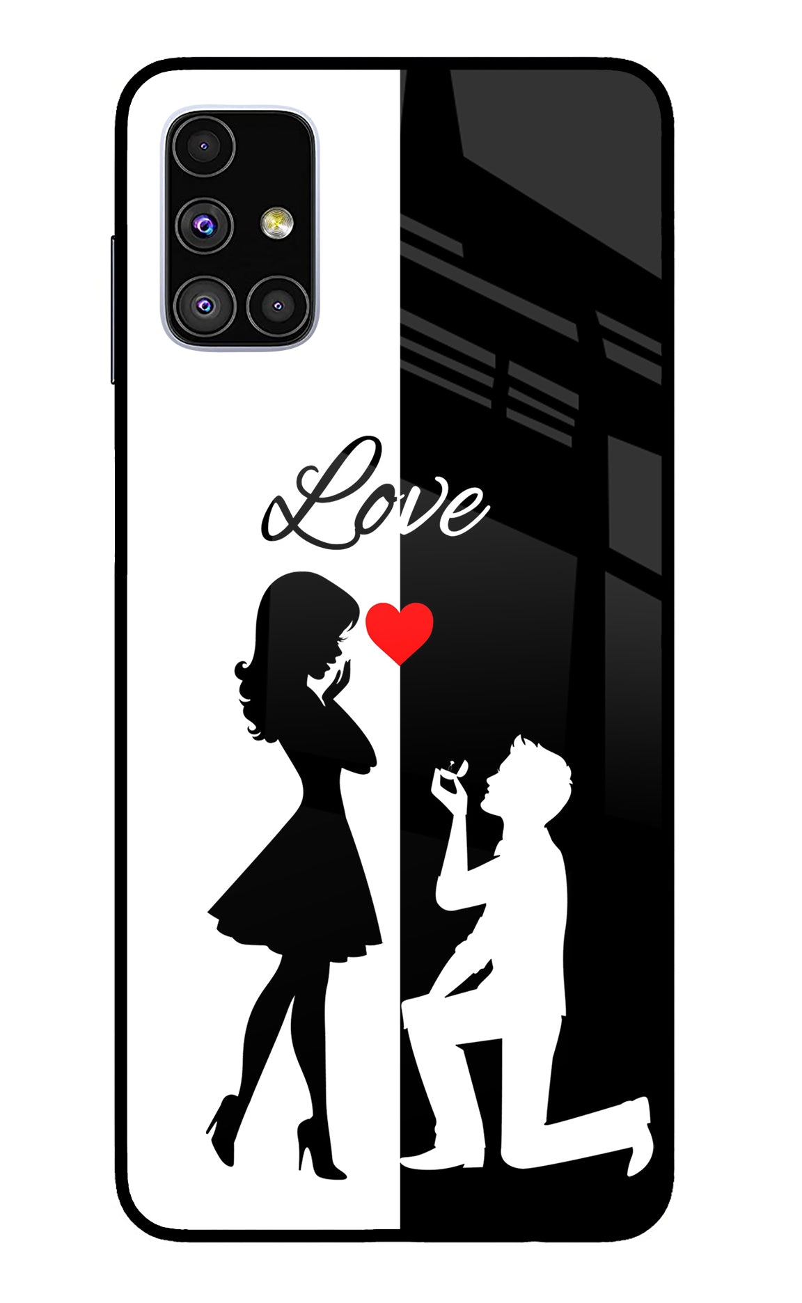 Love Propose Black And White Samsung M51 Glass Case
