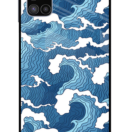 Blue Waves Samsung M51 Glass Case Back Cover by Casekaro