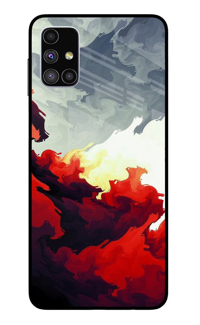 Fire Cloud Samsung M51 Glass Case