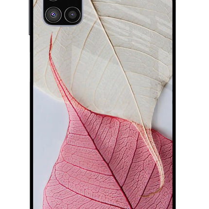 White Pink Leaf Samsung M51 Glass Case Back Cover by Casekaro