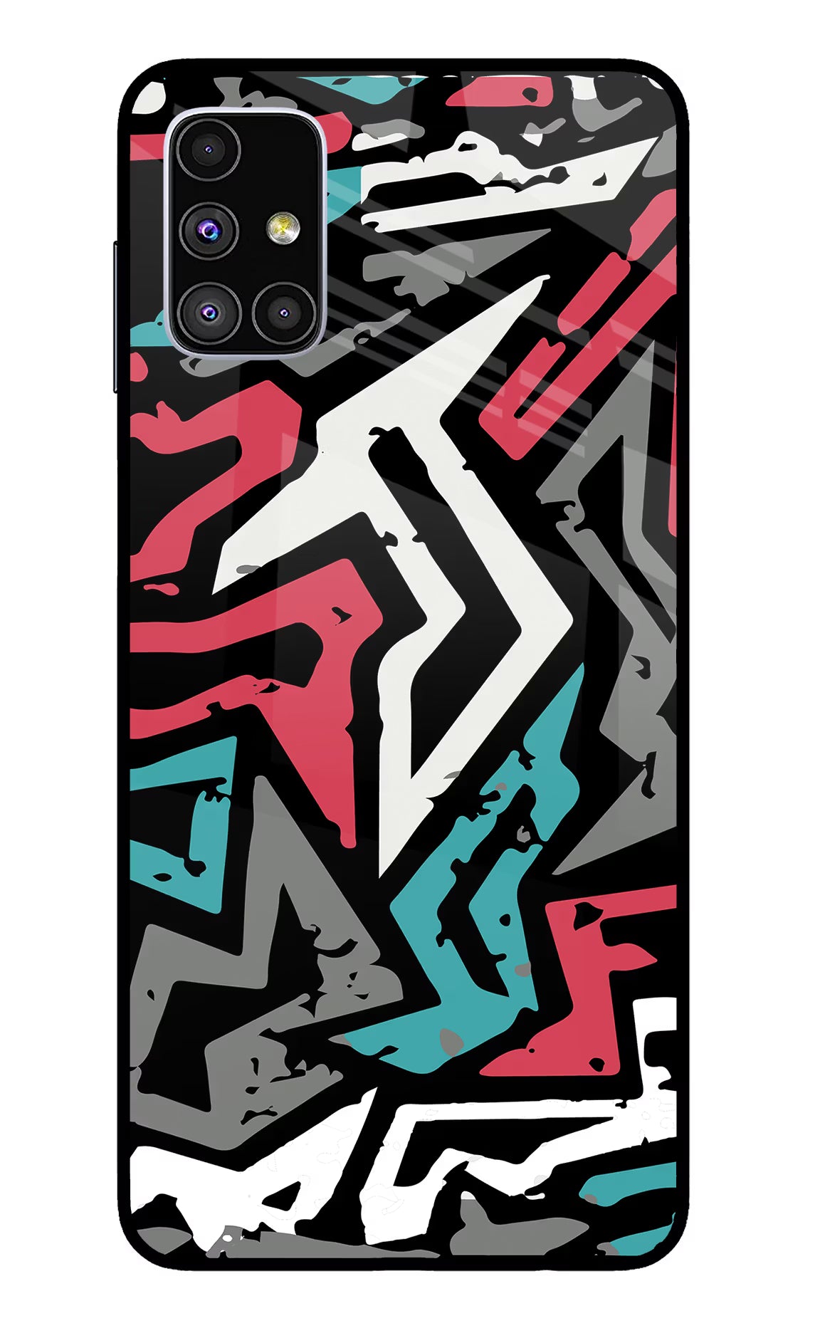 Geometric Graffiti Samsung M51 Glass Case Back Cover by Casekaro