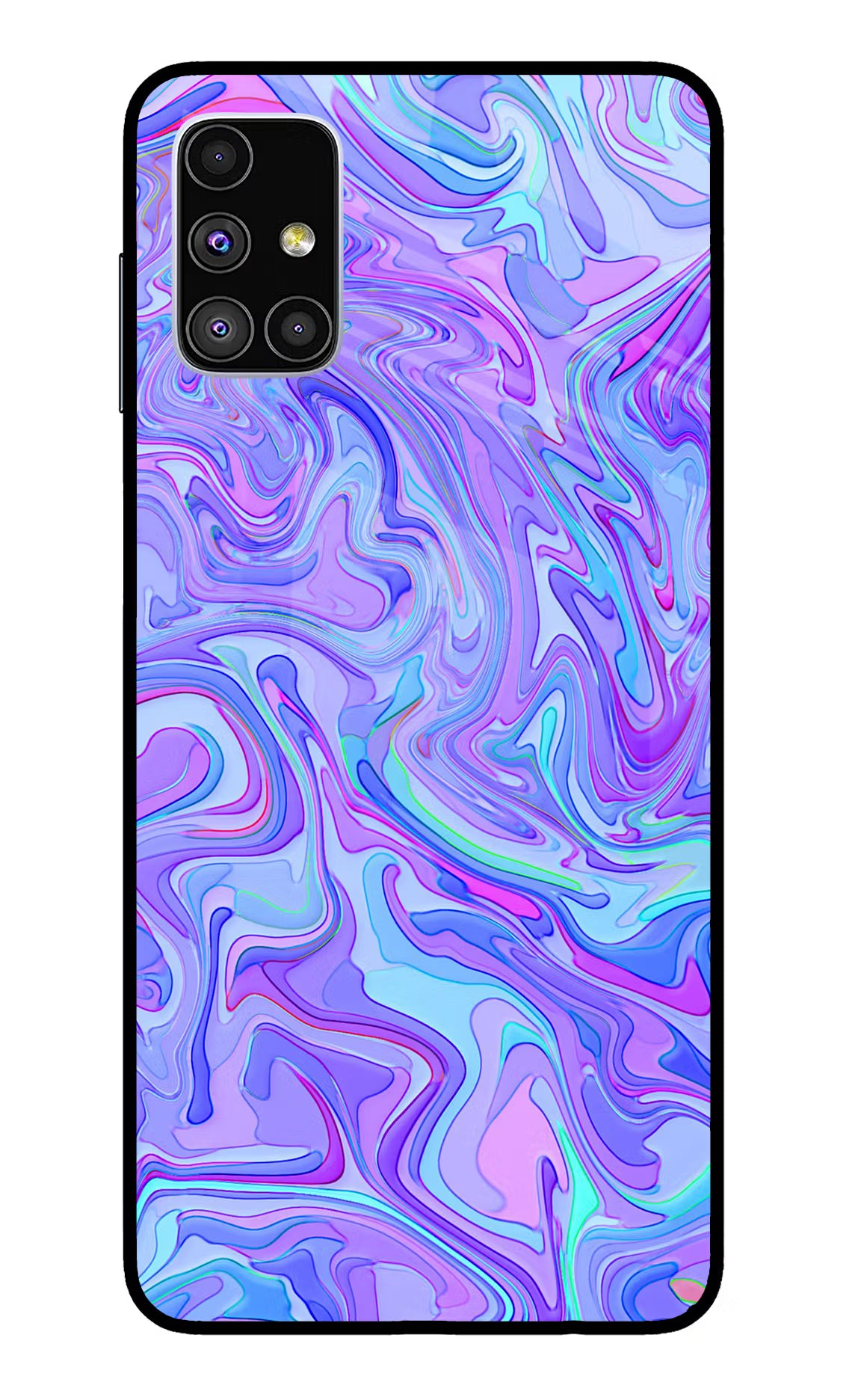 Glitter Samsung M51 Glass Case Back Cover by Casekaro