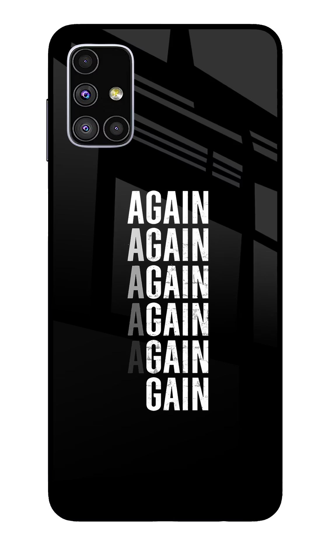 Again Again Gain Samsung M51 Glass Case Back Cover by Casekaro
