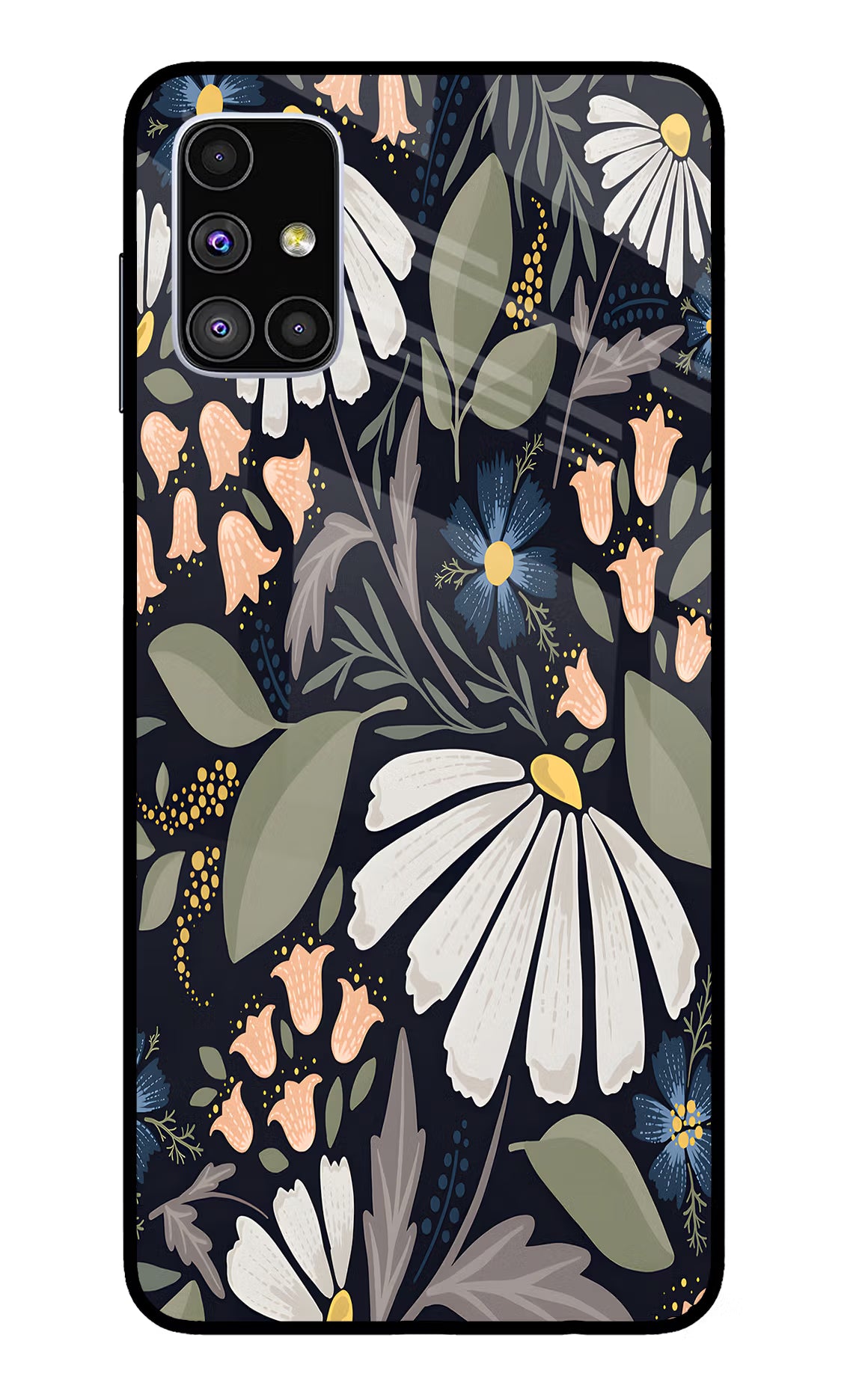 Flowers Art Samsung M51 Glass Case Back Cover by Casekaro