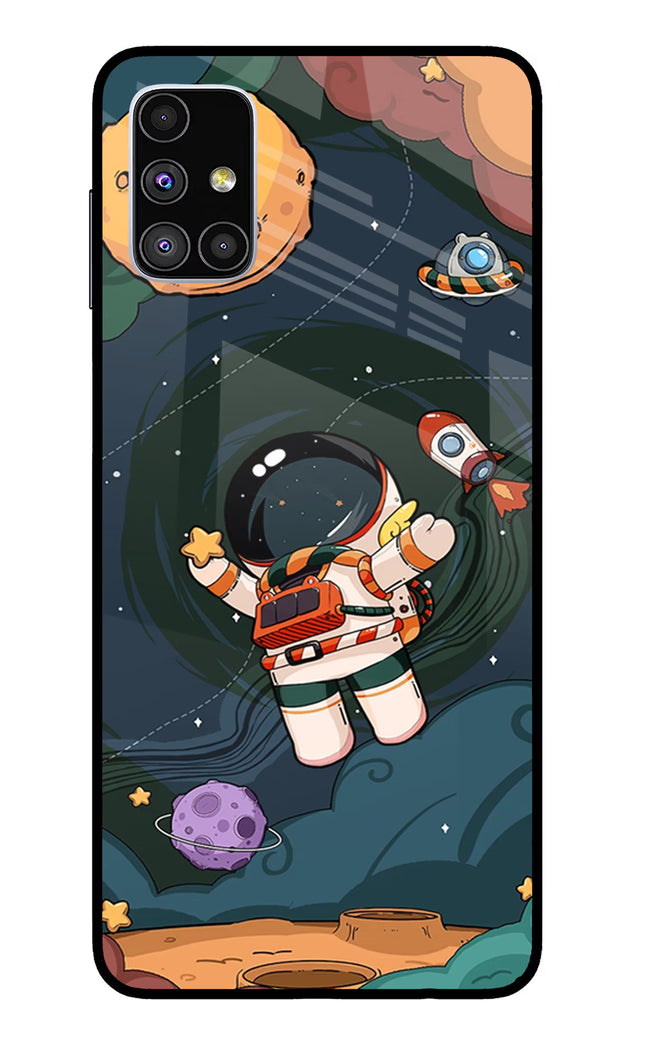 Cartoon Astronaut Samsung M51 Glass Case